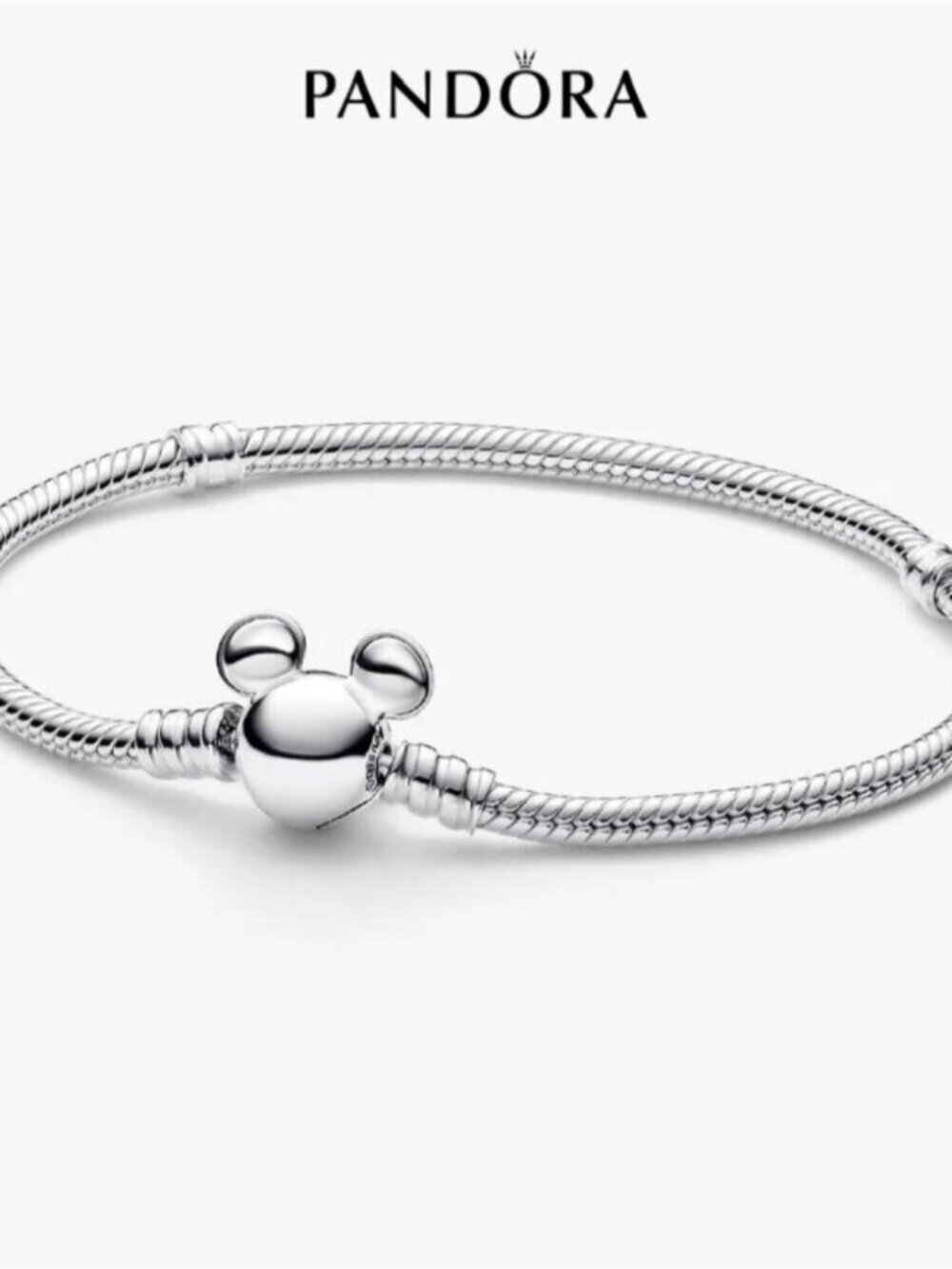 Pandora Disney Mickey Mouse Clasp Moments Snake Chain Bracelet